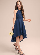 Load image into Gallery viewer, Scoop Asymmetrical Chiffon Neck A-Line Addyson Junior Bridesmaid Dresses With Ruffles