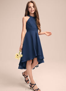 Scoop Asymmetrical Chiffon Neck A-Line Addyson Junior Bridesmaid Dresses With Ruffles