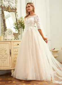 Train Dress Wedding Dresses Ball-Gown/Princess Wedding Sweep Jasmin Lace Scoop Tulle Neck