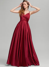 Load image into Gallery viewer, Prom Dresses V-neck A-Line With Floor-Length Undine Satin Pockets Ruffle