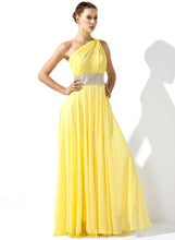 Load image into Gallery viewer, Ruffle With A-Line Prom Dresses One-Shoulder Ayla Chiffon Floor-Length Beading