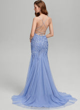 Load image into Gallery viewer, Tara Square Trumpet/Mermaid Prom Dresses Train Neckline Tulle Sequins Sweep With