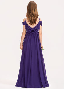 Chiffon Floor-Length With Off-the-Shoulder A-Line Meghan Junior Bridesmaid Dresses Ruffle