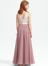 Load image into Gallery viewer, Magdalena Chiffon Lace Floor-Length V-neck A-Line Junior Bridesmaid Dresses