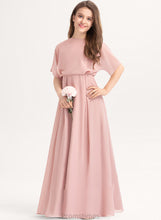 Load image into Gallery viewer, Scoop A-Line Floor-Length Junior Bridesmaid Dresses Neck Leilani Chiffon