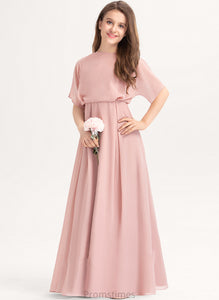 Scoop A-Line Floor-Length Junior Bridesmaid Dresses Neck Leilani Chiffon