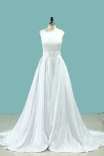 Load image into Gallery viewer, 2024 Scoop Open Back Wedding Dresses Satin With Beading Sheath