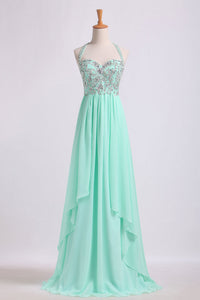 2024 Prom Dresses Empire Waist Halter Floor Length Chiffon