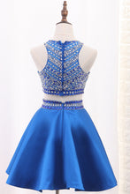 Load image into Gallery viewer, 2024 Homecoming Dresses A-Line Scoop Satin Beads&amp;Sequins Short/Mini