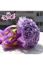 Load image into Gallery viewer, Elegant Round Foam Bridal Bouquets With Rhinestones