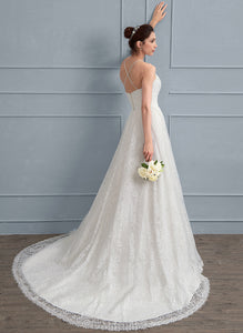 Lace Sweetheart With Wedding Train Sweep Wedding Dresses Jaelynn A-Line Dress Ruffle