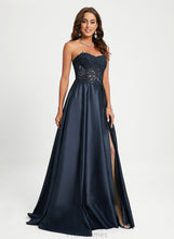 Load image into Gallery viewer, Lace A-Line Satin Sweetheart With Carina Sweep Train Prom Dresses