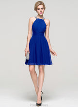 Load image into Gallery viewer, Liberty Prom Dresses Knee-Length Scoop Neck A-Line With Ruffle Chiffon Beading