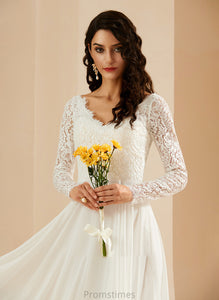 V-neck With Wedding Sweep Train Dress A-Line Lace Wedding Dresses Evangeline