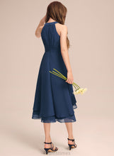 Load image into Gallery viewer, Scoop Asymmetrical Chiffon Neck A-Line Addyson Junior Bridesmaid Dresses With Ruffles