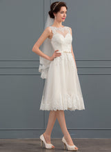 Load image into Gallery viewer, Tulle Bow(s) Annie Knee-Length With Wedding Wedding Dresses Dress A-Line Illusion