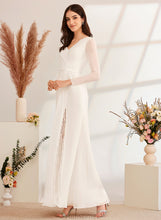 Load image into Gallery viewer, Floor-Length A-Line Dress Wedding Dresses With Mckenna V-neck Wedding Bow(s) Lace