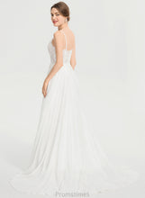 Load image into Gallery viewer, Dress Helen Split A-Line Sweep Wedding Wedding Dresses V-neck With Chiffon Train Front