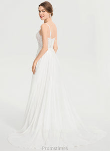 Dress Helen Split A-Line Sweep Wedding Wedding Dresses V-neck With Chiffon Train Front