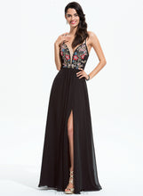 Load image into Gallery viewer, Floor-Length Sequins A-Line With Chiffon Prom Dresses Lace Areli V-neck