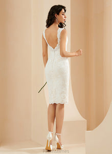 Ellie Wedding Dress V-neck Sheath/Column Wedding Dresses Knee-Length