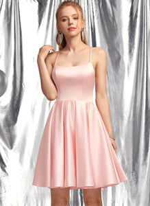 Dulce Square Prom Dresses A-Line Neckline Short/Mini Satin