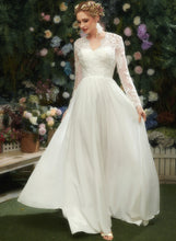 Load image into Gallery viewer, Wedding Dresses Floor-Length Lace Dress A-Line Olive V-neck With Wedding