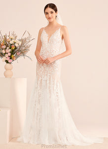 Trumpet/Mermaid Wedding Dresses Wedding Lace Court Dress Lauryn With V-neck Train