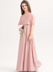 Scoop A-Line Floor-Length Junior Bridesmaid Dresses Neck Leilani Chiffon