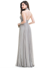 Load image into Gallery viewer, Pleated Front Split Chiffon Prom Dresses With Vivian A-Line Halter Floor-Length