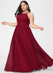 A-Line Viviana With Prom Dresses Scoop Floor-Length Chiffon Ruffle