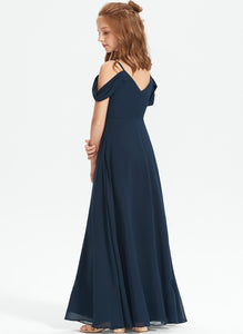 Floor-Length A-Line Chiffon Junior Bridesmaid Dresses Aleah Off-the-Shoulder