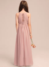 Load image into Gallery viewer, A-Line Ruffle Chiffon With Neck Junior Bridesmaid Dresses Floor-Length Charlotte Scoop