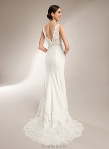 Sequins Sheath/Column Train With Dress V-neck Wedding Wedding Dresses Mara Court