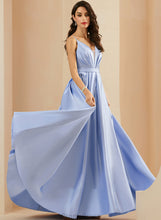 Load image into Gallery viewer, Pockets Ball-Gown/Princess Prom Dresses Satin Ruffle Deborah V-neck Floor-Length With