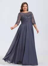 Load image into Gallery viewer, A-Line Chiffon Emily Scoop Sequins Floor-Length Lace Prom Dresses With