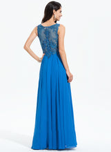 Load image into Gallery viewer, A-Line Chiffon Neck Prom Dresses Sequins Lace Beading Floor-Length With Bridget Scoop