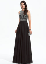 Load image into Gallery viewer, With Beading Nataly Neck Prom Dresses Floor-Length Sequins Scoop Chiffon A-Line