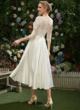 Load image into Gallery viewer, Illusion Madisyn Wedding Dresses Tea-Length With Wedding A-Line Dress Lace