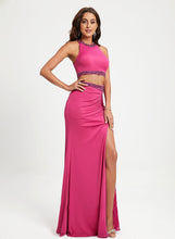 Load image into Gallery viewer, Scoop With Kaelyn Sequins Sheath/Column Jersey Beading Neck Prom Dresses Floor-Length