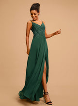 Load image into Gallery viewer, Prom Dresses Beading Floor-Length Sequins A-Line Chiffon Lace Faith With V-neck