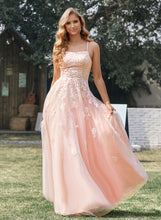 Load image into Gallery viewer, Floor-Length Ball-Gown/Princess Tulle With Square Prom Dresses Sequins Lace Caitlyn