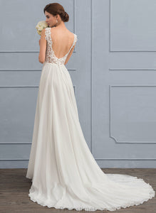 Wedding Theresa Train Dress V-neck A-Line Chiffon Wedding Dresses Court