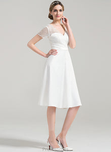 Wedding Norma Knee-Length A-Line V-neck Wedding Dresses Satin Dress