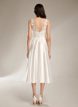 Load image into Gallery viewer, Dress A-Line Wedding With Tea-Length Ingrid Pockets V-neck Wedding Dresses