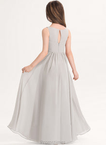 Ashlynn Pockets With Chiffon V-neck Junior Bridesmaid Dresses Floor-Length A-Line