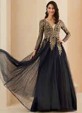 Load image into Gallery viewer, Sweep Sequins Tulle Ball-Gown/Princess Train Prom Dresses Lace Amya V-neck With