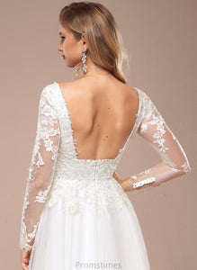 Wedding Dresses Wedding Tulle A-Line Beading Dress Lace V-neck With Adeline Floor-Length Sequins