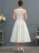 Load image into Gallery viewer, Satin Wedding Dresses Dress V-neck With Madisyn Tea-Length Wedding A-Line Bow(s)