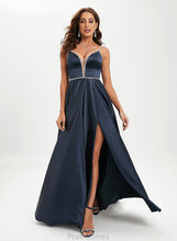 Load image into Gallery viewer, With Prom Dresses Ball-Gown/Princess Emily V-neck Satin Floor-Length Sequins Beading